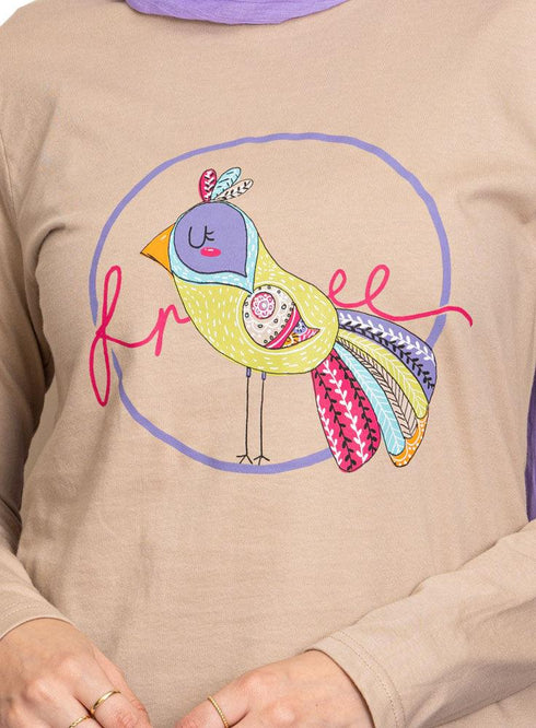 Latte Printed Long - Sleeve Design 38 - Khotwh